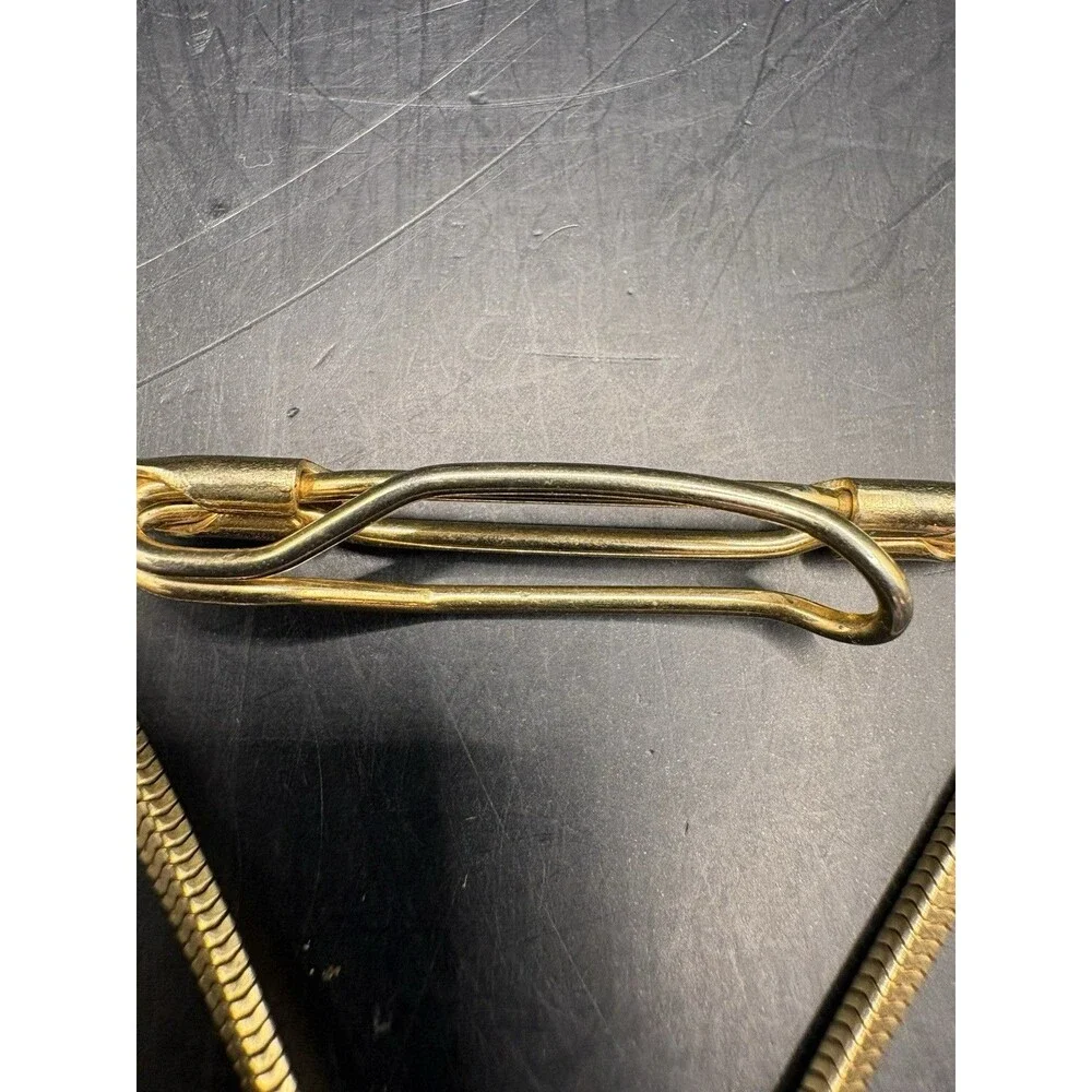 Vintage Anson Fishing Tie Clip Real Fly Fisherman Oval Gold Tone Essex Fishing